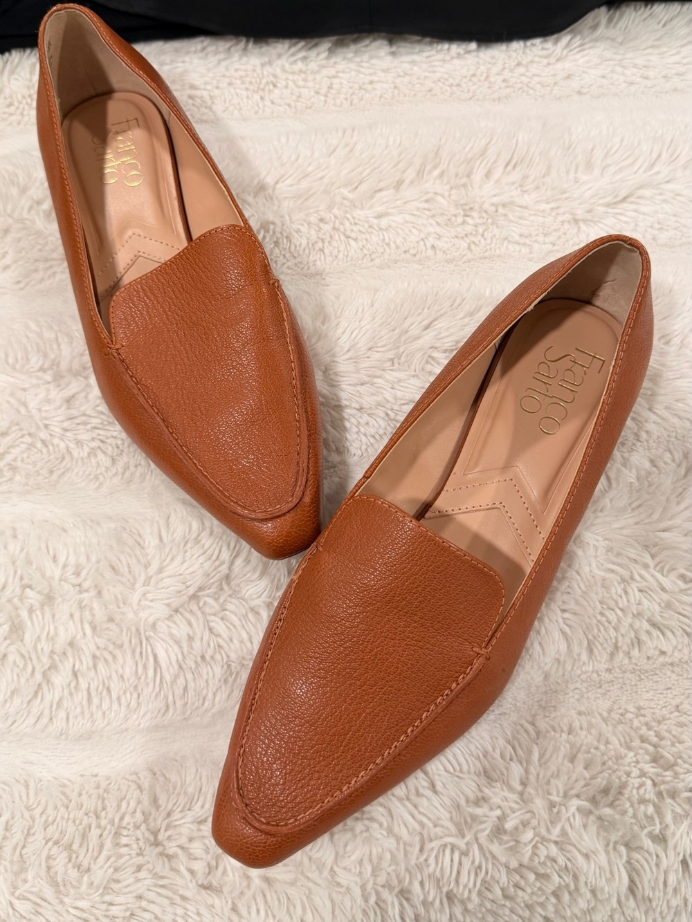 Franco Sarto Women's Cognac Pointed-Toe Leather Loafers